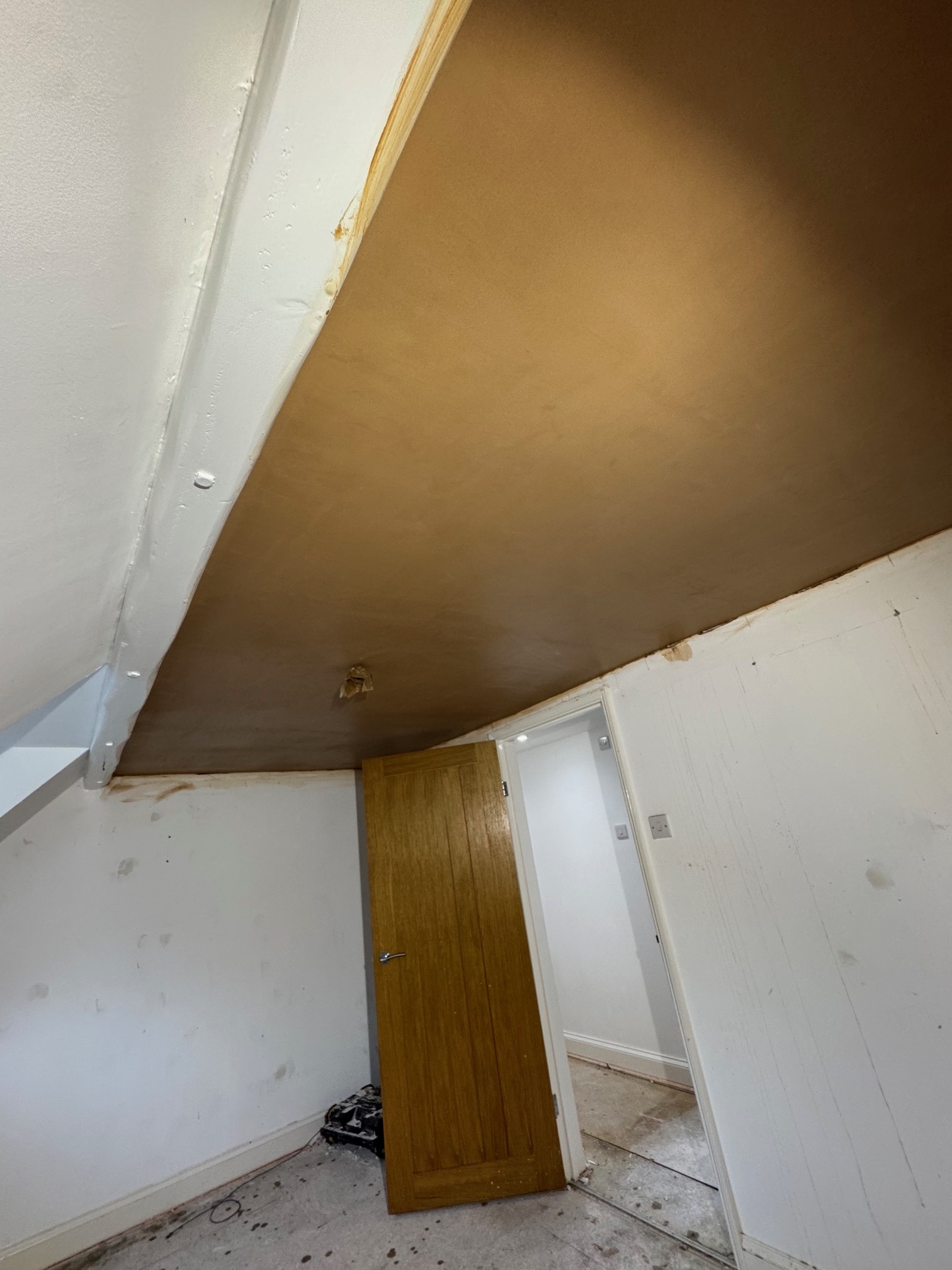 Evolve Restoration drying and restoring property after severe loft feed pipe leak and ceiling collapse.